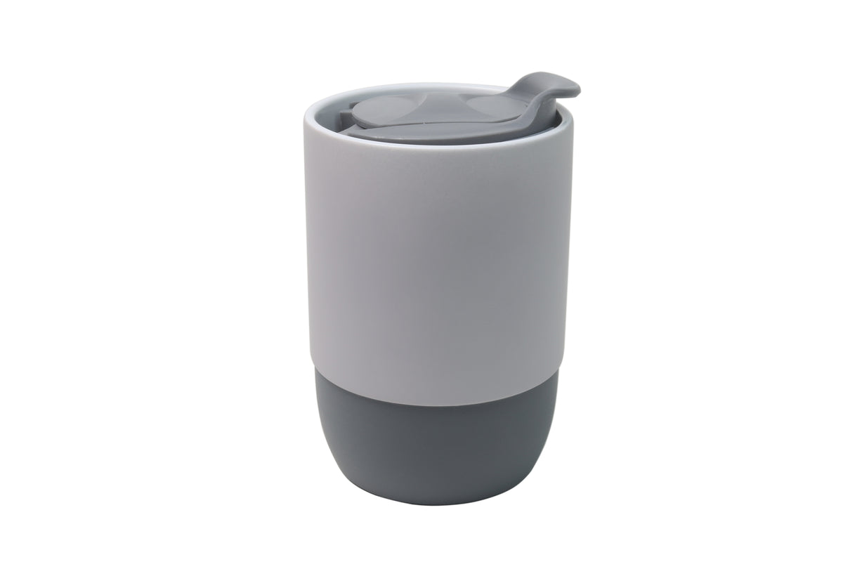 COPO CERÂMICA BUDDY TAMPA ACRILICO BASE SILICONE CINZA  325ML