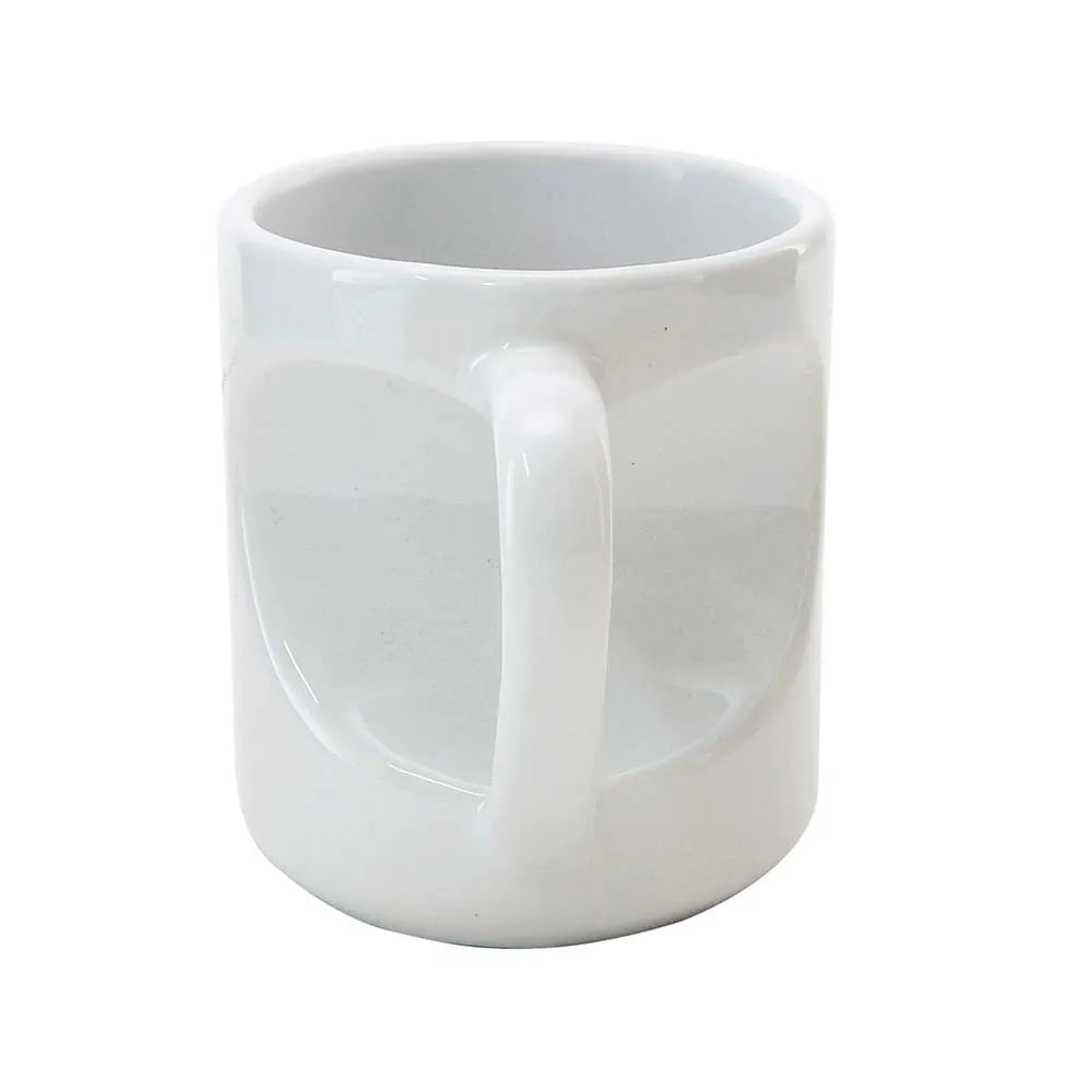 Caneca de Cerâmica Branca 325ml com Alça Coração para Sublimação