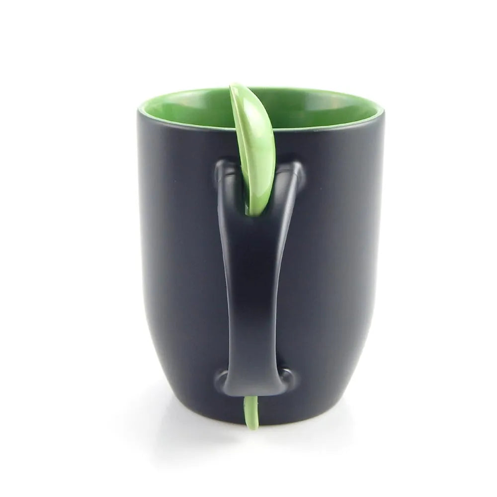 325ml Green Ceramic Magic Mug with Spoon for Sublimation