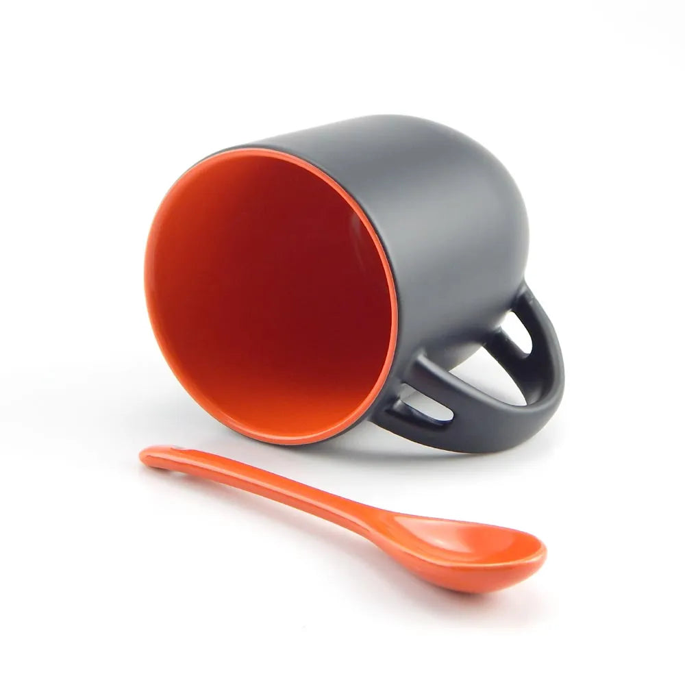 Magic Ceramic Mug 325ml with Orange Spoon for Sublimation LiVE