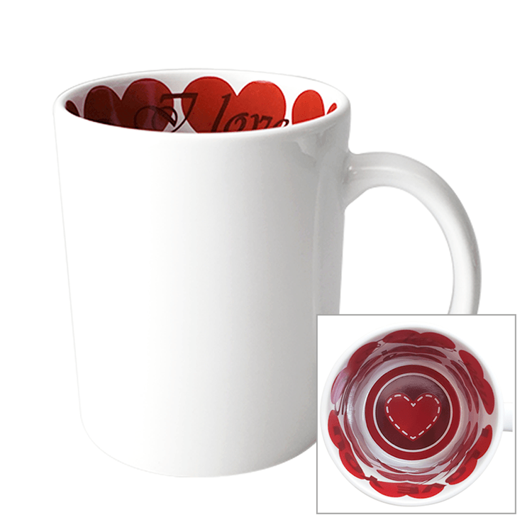 Caneca de Cerâmica Branca 325ml para Sublimação com Mensagem Te Amo