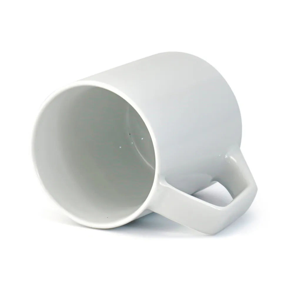 Caneca de Cerâmica Branca 325ml com Alça Alemã para Sublimação
