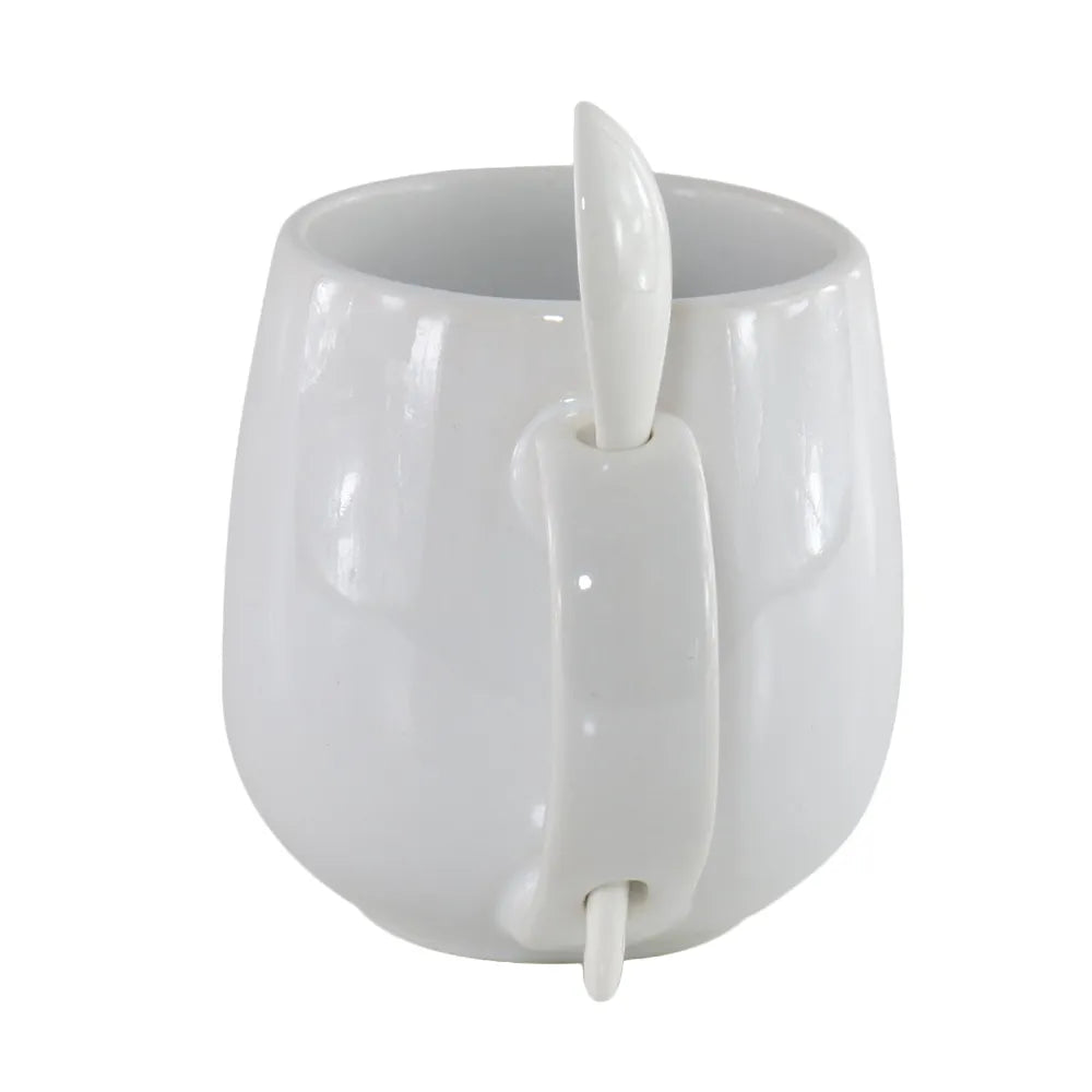 Caneca de Cerâmica Belly Branca 295ml com Colher Colorida para Sublimação