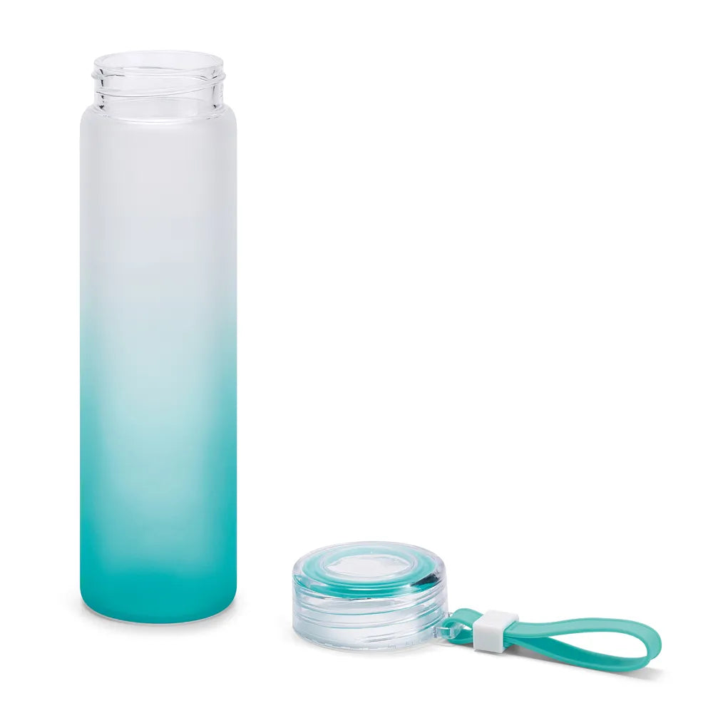 450ml Gradient Teal Glass Bottle with Lid and Handle for Sublimation