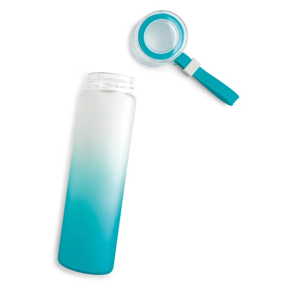 450ml Gradient Teal Glass Bottle with Lid and Handle for Sublimation