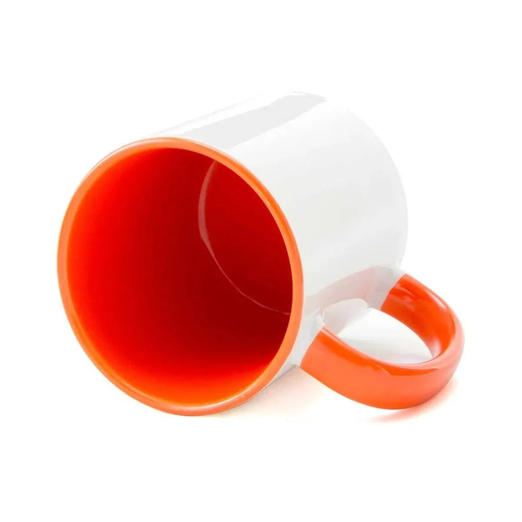Caneca Cerâmica 325ml Branca com Interior Laranja para Sublimação Smart Sub