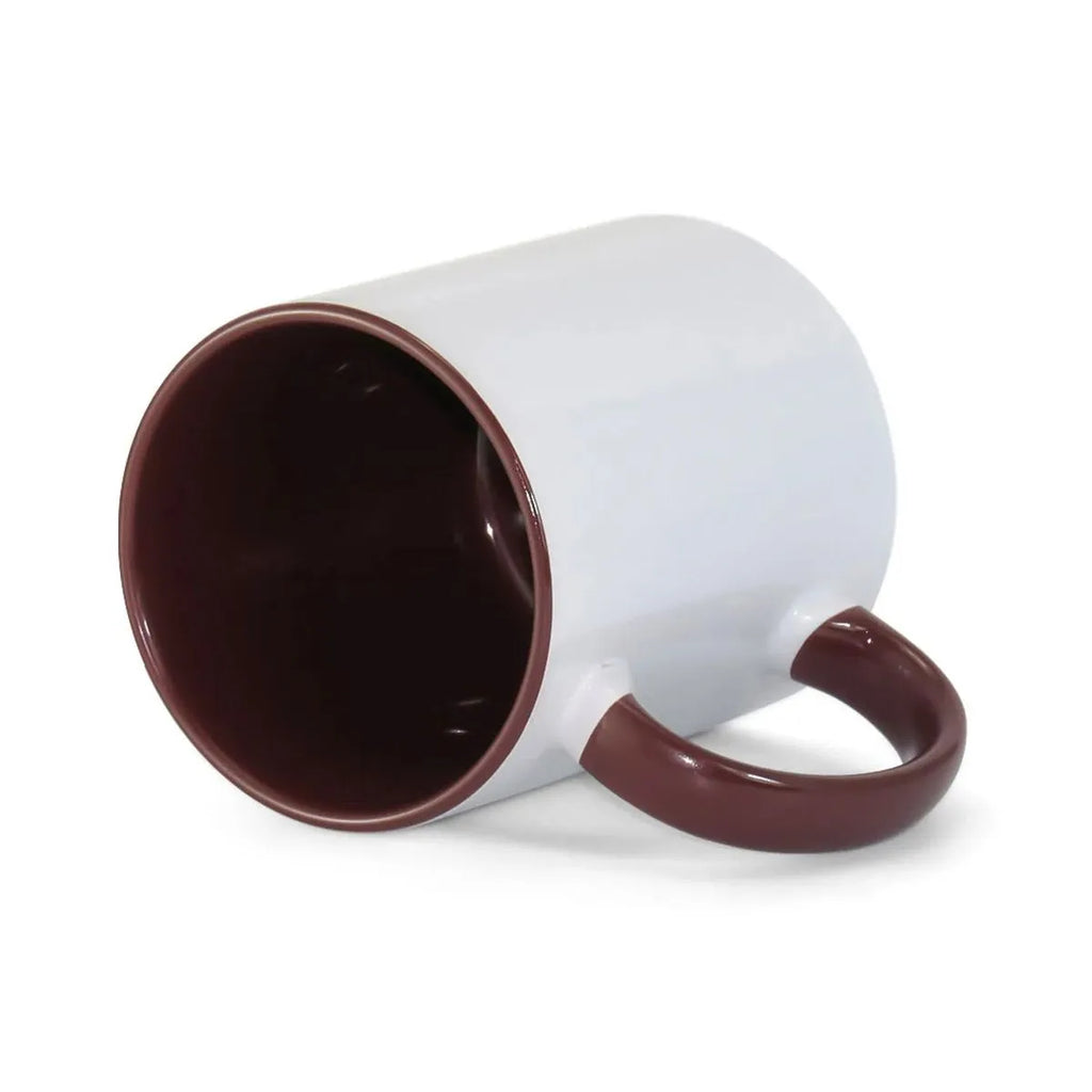 325ml White Ceramic Mug with Brown Interior for Sublimation
