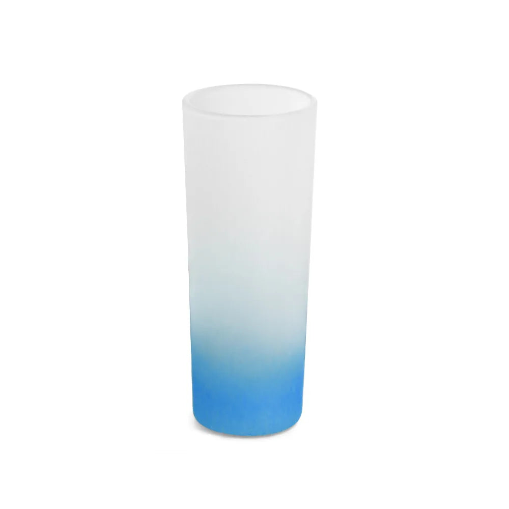 Light Blue Ombre Frosted Glass Tumbler 90ml for Sublimation
