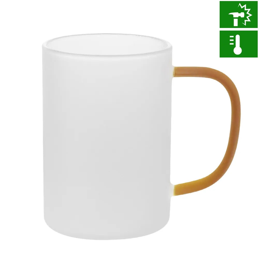 Caneca de Vidro 300ml com Alça Marrom para Sublimação LiVE