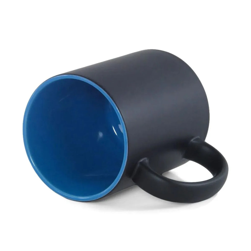 Caneca Mágica Preto Fosco com Interior Azul 325ml para Sublimação