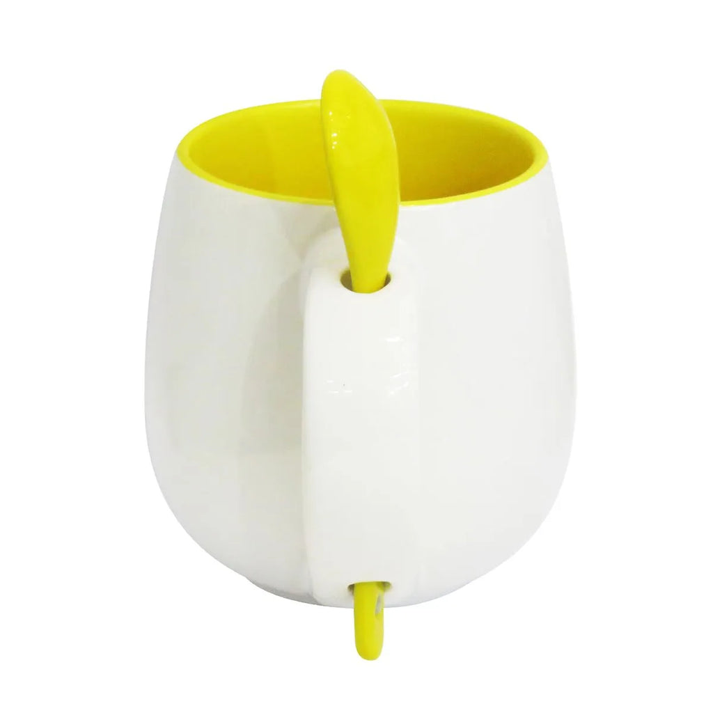 Belly Ceramic Mug 295ml White with Yellow Spoon for Sublimation