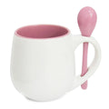Caneca de Cerâmica Branca 295ml com Colher Rosa para Sublimação