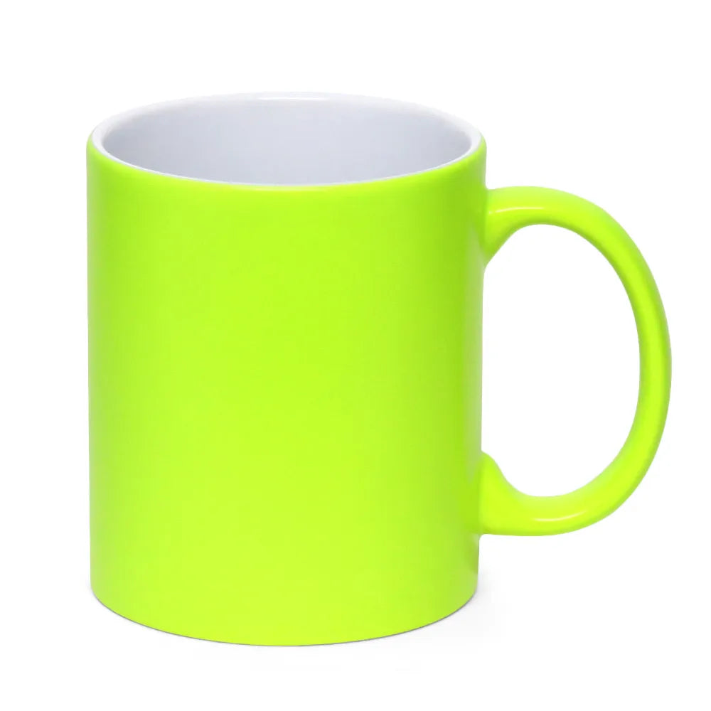 Fluorescent Yellow Matte Ceramic Sublimation Mug 325ml