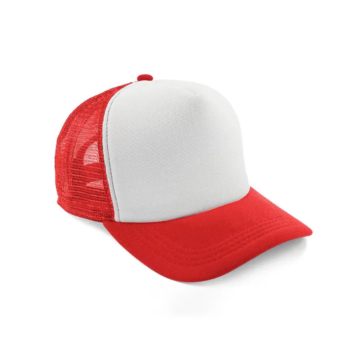 Boné Vermelho com Frente Branca Ajustável para Sublimação - Tamanho Único