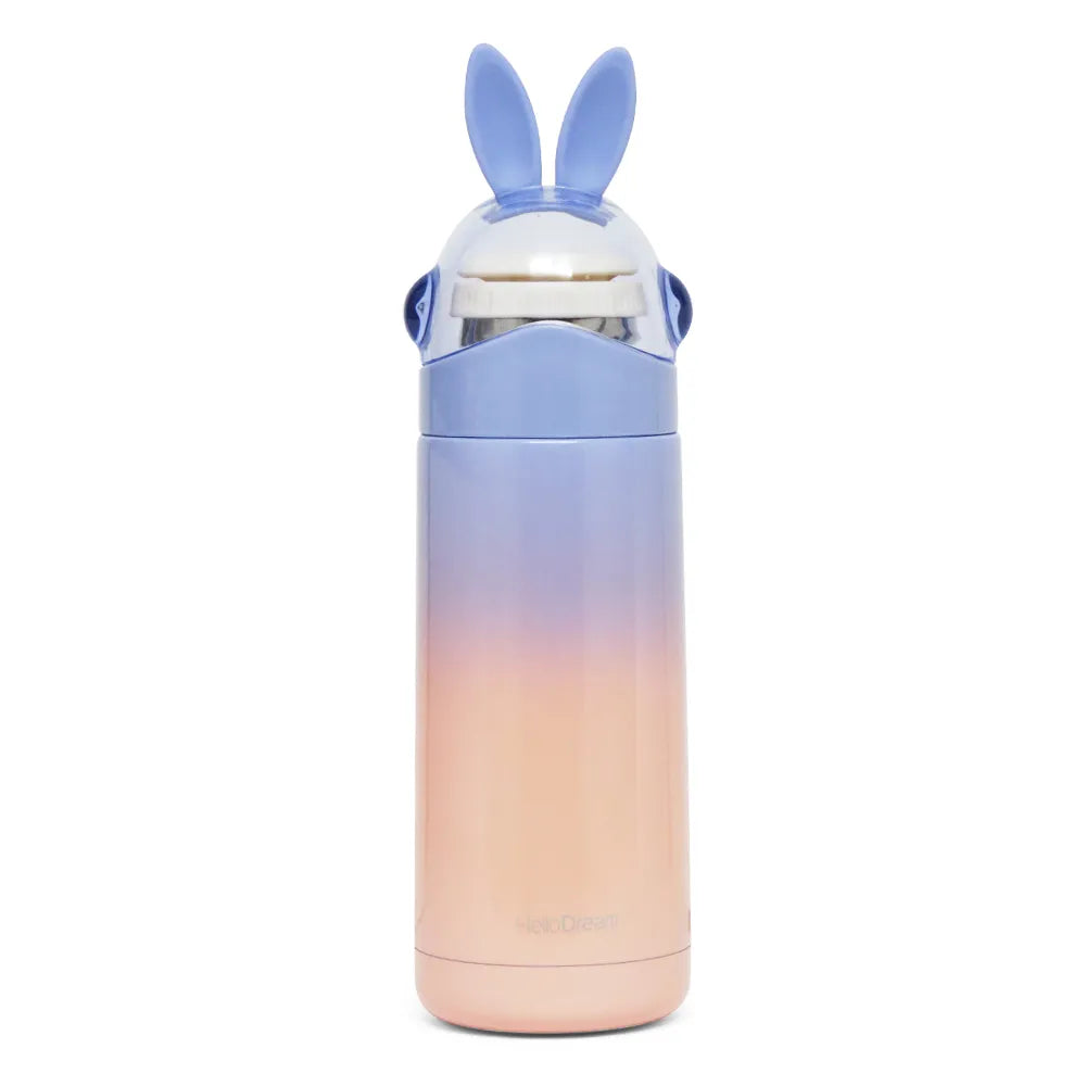 Garrafa Térmica de Inox 350ml Rosa e Roxo com Estampa Coelhinho para Sublimação