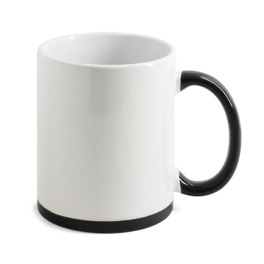 325ml White Ceramic Mug with Black Handle and Base for Sublimation