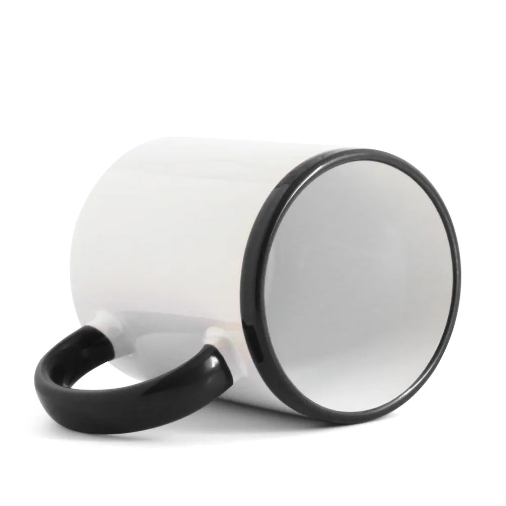 325ml White Ceramic Mug with Black Handle and Base for Sublimation