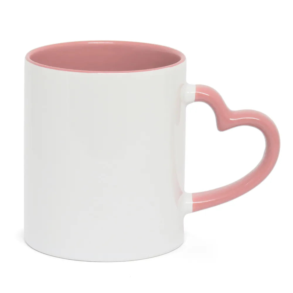 Caneca de Cerâmica Rosa 325ml com Alça e Interior Coloridos para Sublimação