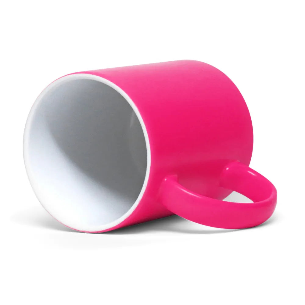 Caneca de Cerâmica Fluorescente Rosa 325ml para Sublimação