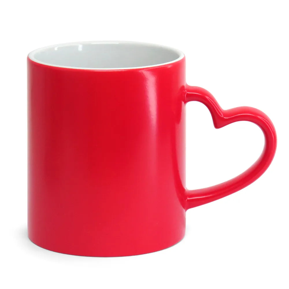 325ml Ceramic Magic Mug with Red Heart Handle for Sublimation