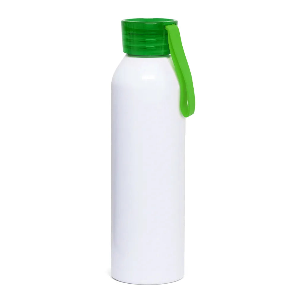 White 650ml Aluminum Sports Bottle with Dark Green Lid for Sublimation