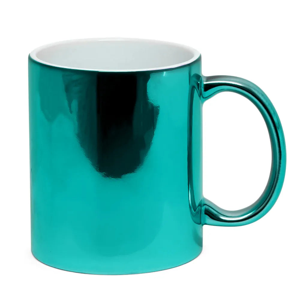 Caneca Cromada Verde Turquesa 325ml em Cerâmica para Sublimação LiVE