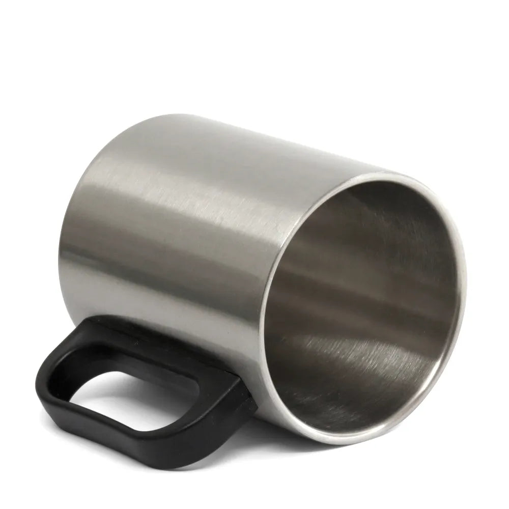 Silver Stainless Steel Mug 300ml with Plastic Handle for Sublimation