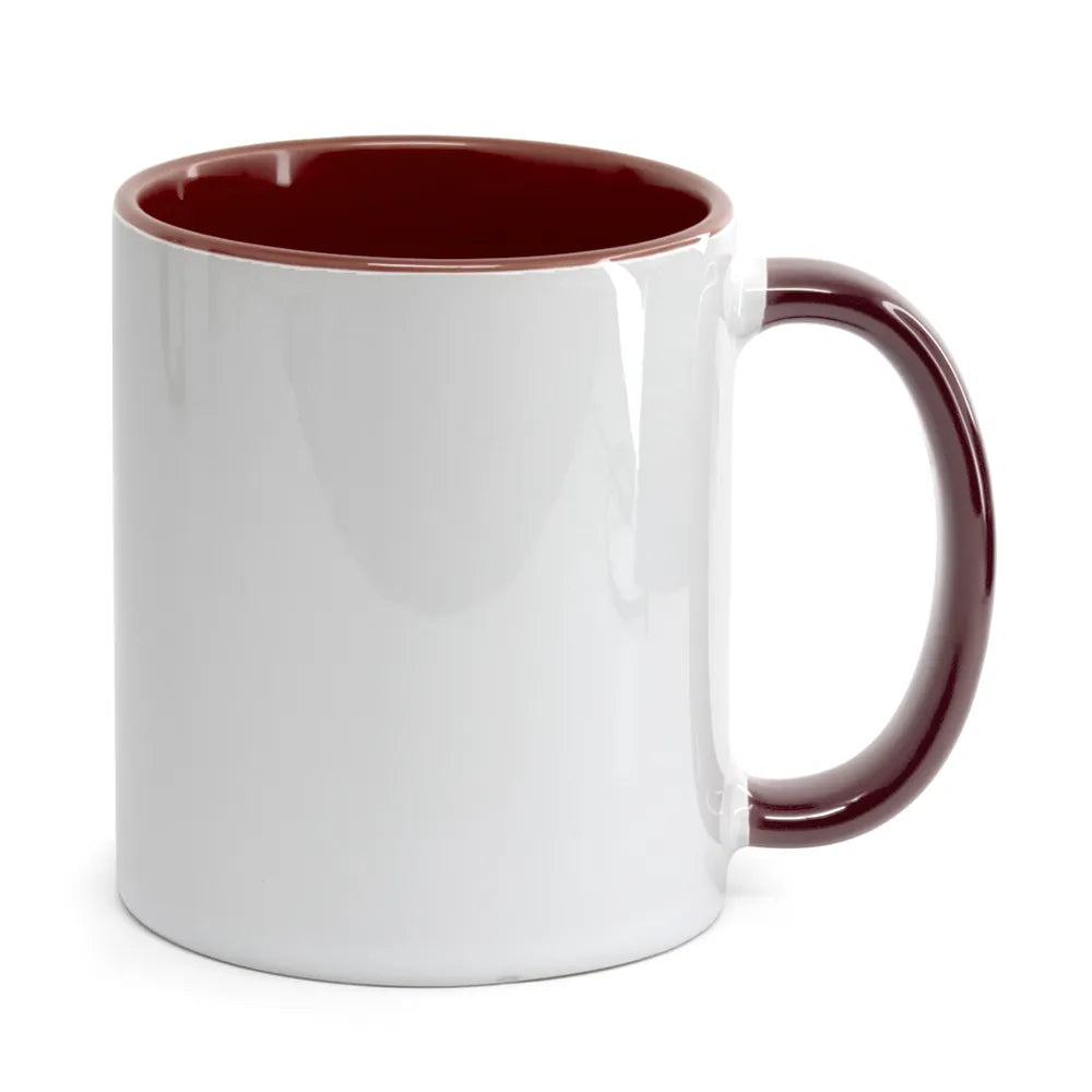 325ml White Ceramic Mug with Brown Interior for Sublimation
