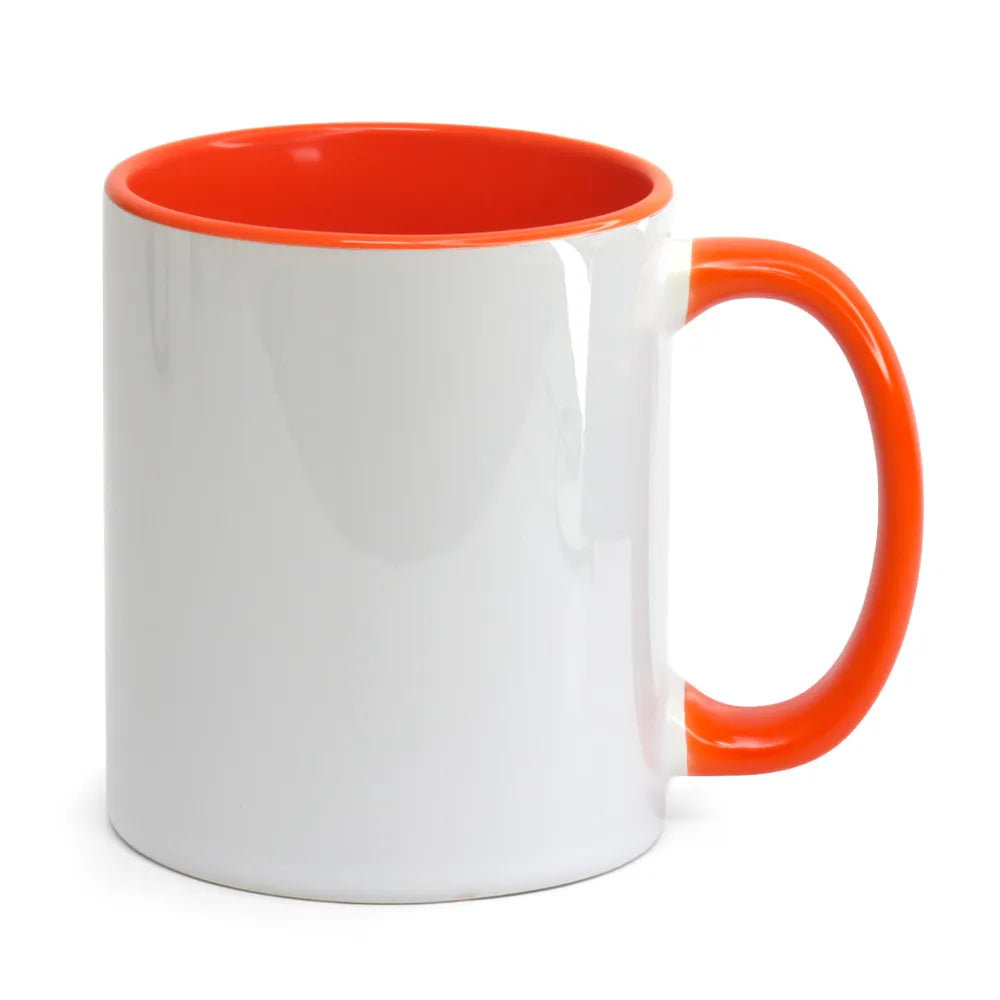 Caneca Cerâmica 325ml Branca com Interior Laranja para Sublimação Smart Sub