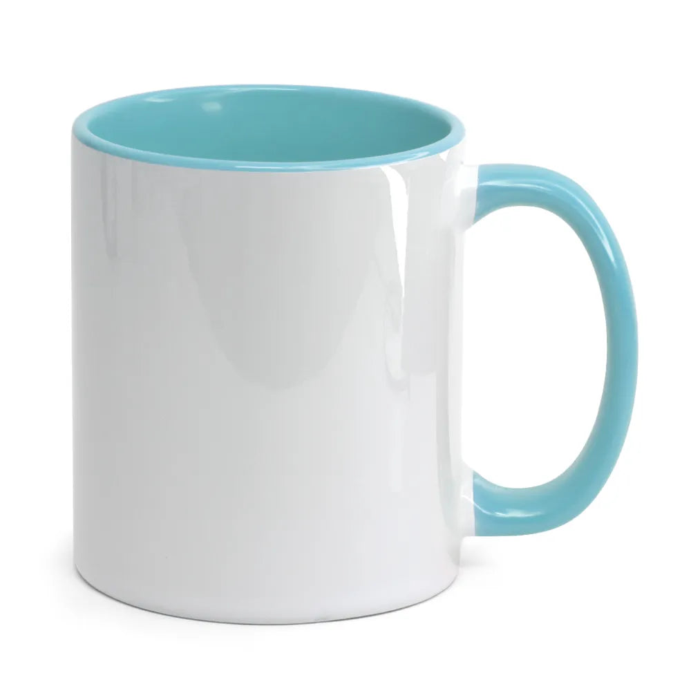 Caneca Cerâmica 325ml Branca com Interior Azul Bebê para Personalização