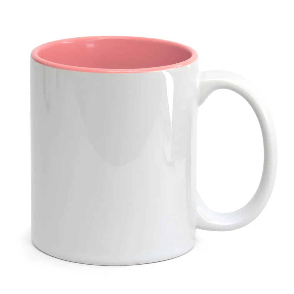 Caneca de Cerâmica Branca 325ml com Interior Rosa para Sublimação
