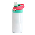 Garrafa Alumínio Sport Pop 600ml Branca com Tampa Verde e Vermelha