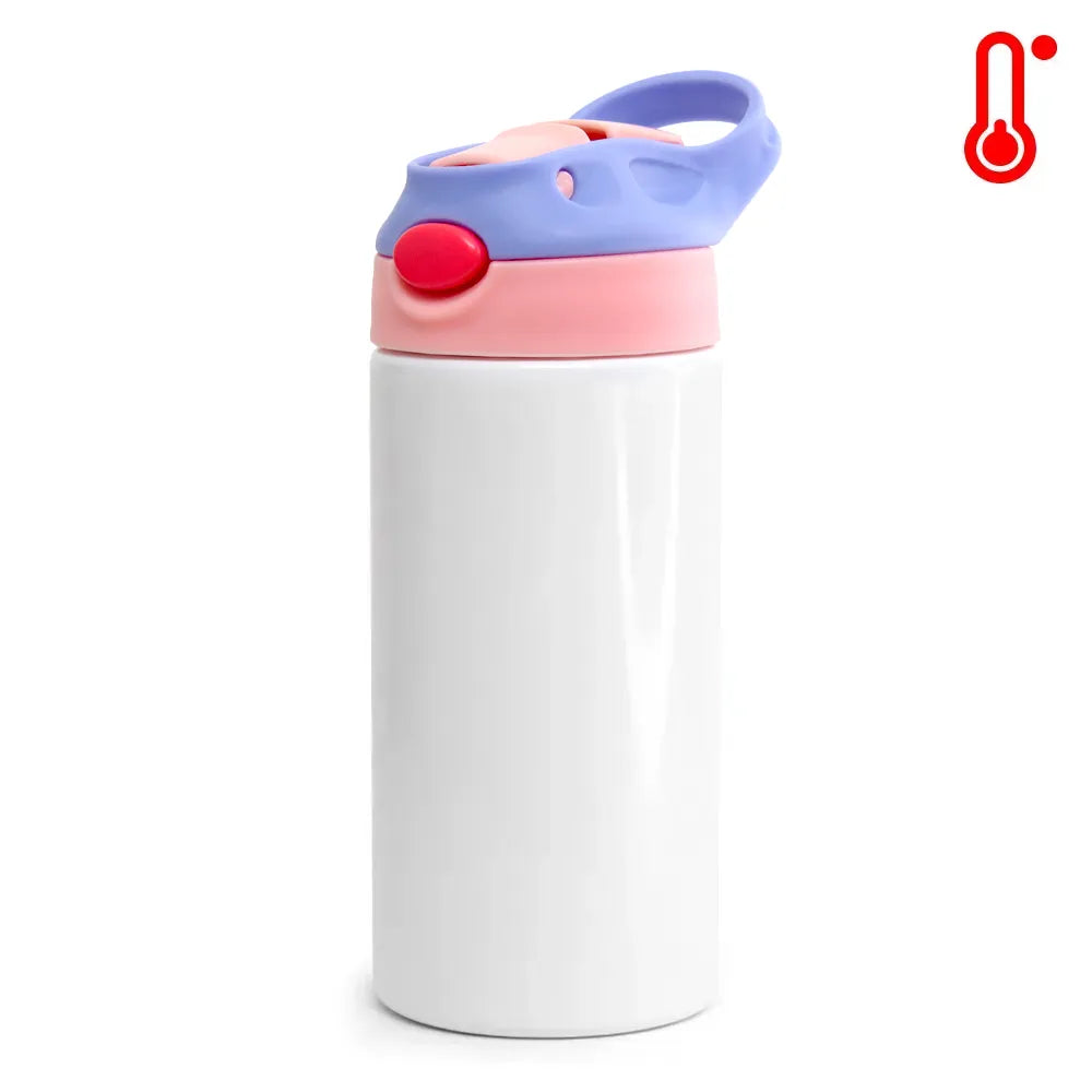 Garrafa Inox Sport Pop 350ml Branca com Tampa Rosa e Lilás