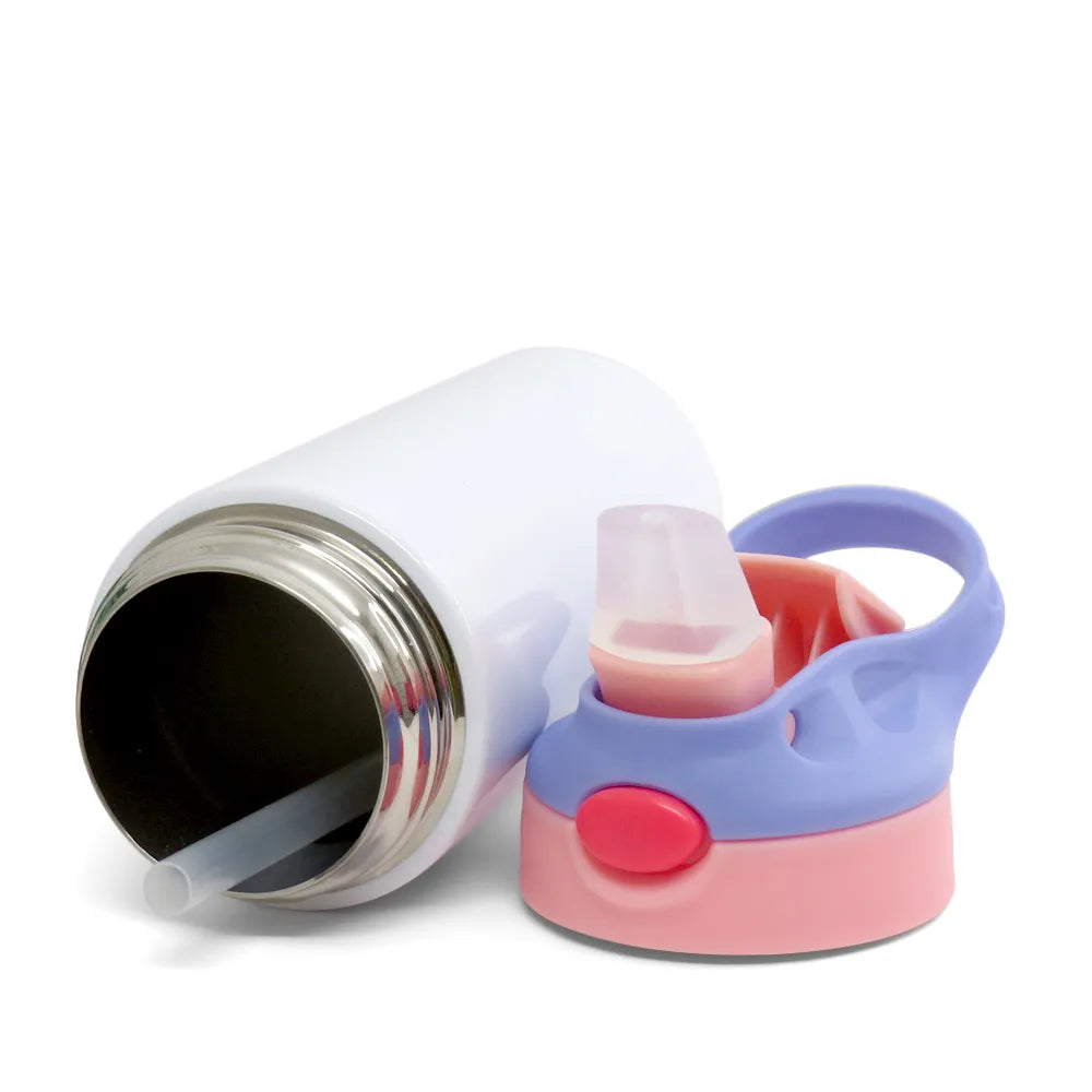 Garrafa Inox Sport Pop 350ml Branca com Tampa Rosa e Lilás