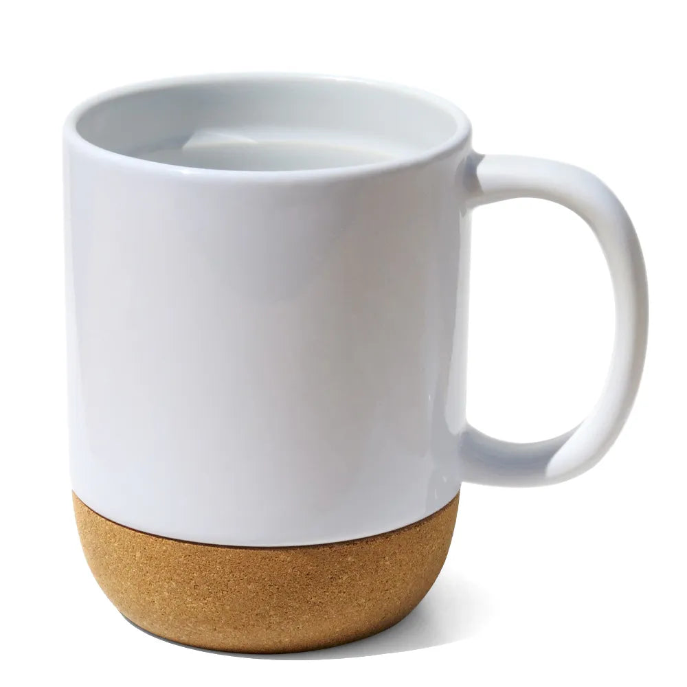 Caneca de Cerâmica Branca 400ml com Base de Cortiça para Sublimação