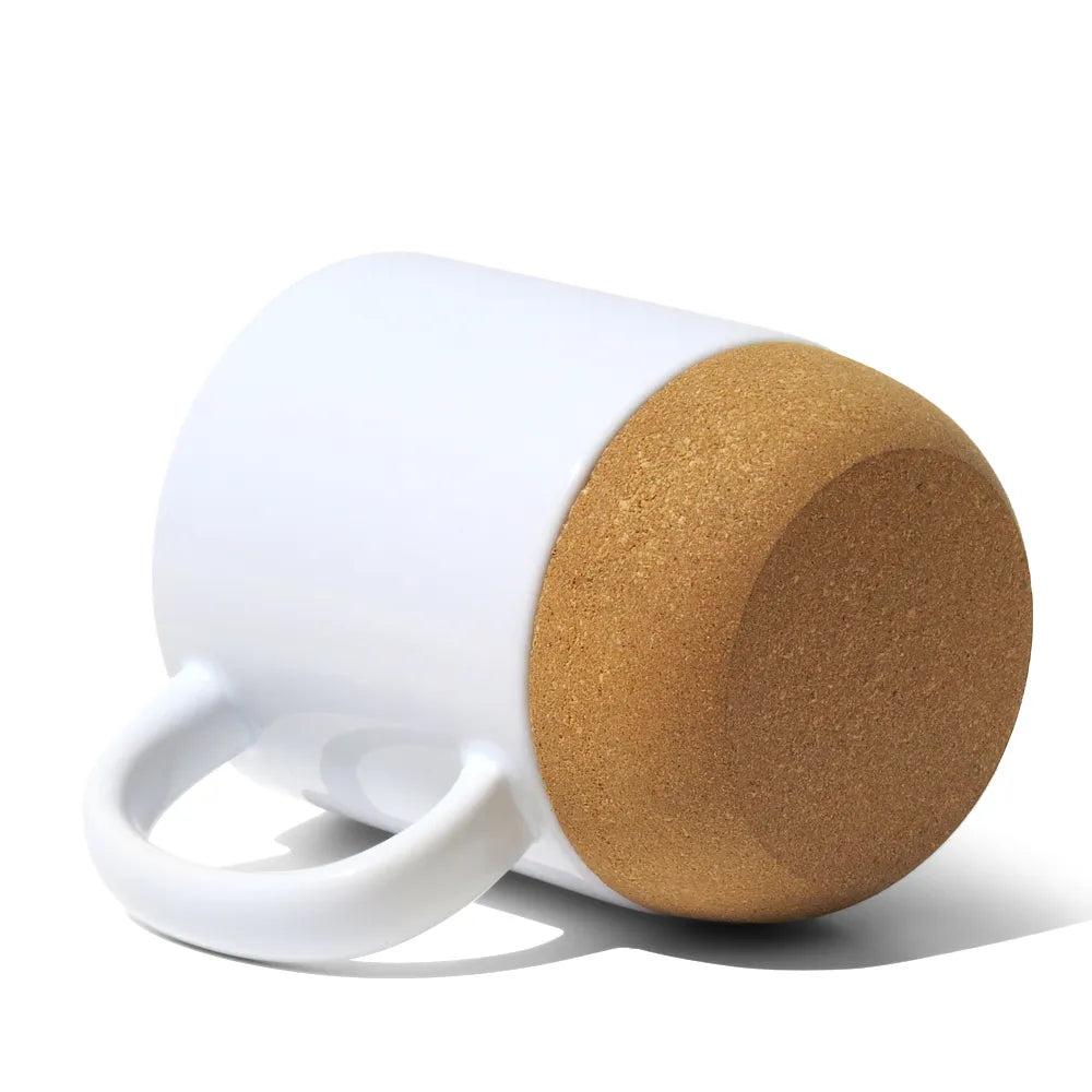 Caneca de Cerâmica Branca 400ml com Base de Cortiça para Sublimação