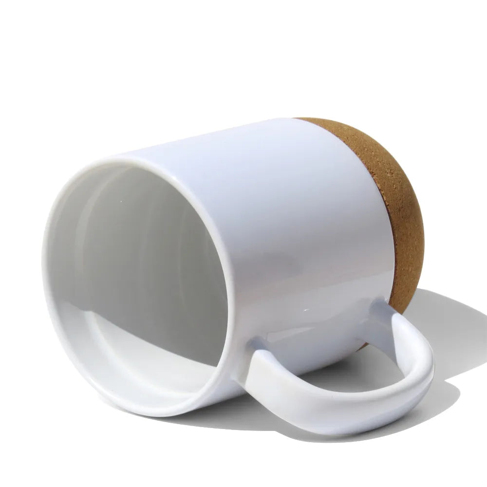 Caneca de Cerâmica Branca 400ml com Base de Cortiça para Sublimação