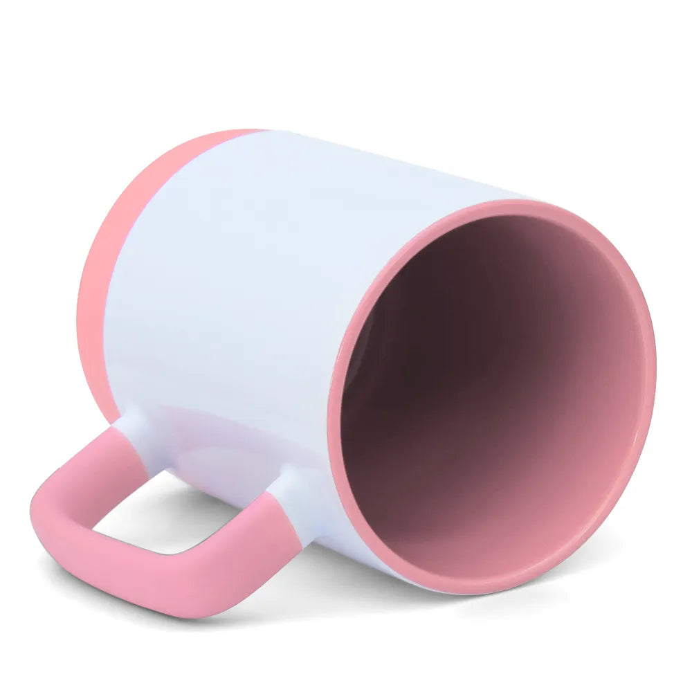 Caneca de Cerâmica Branca 325ml com Alça Soft e Base Silicone para Sublimação