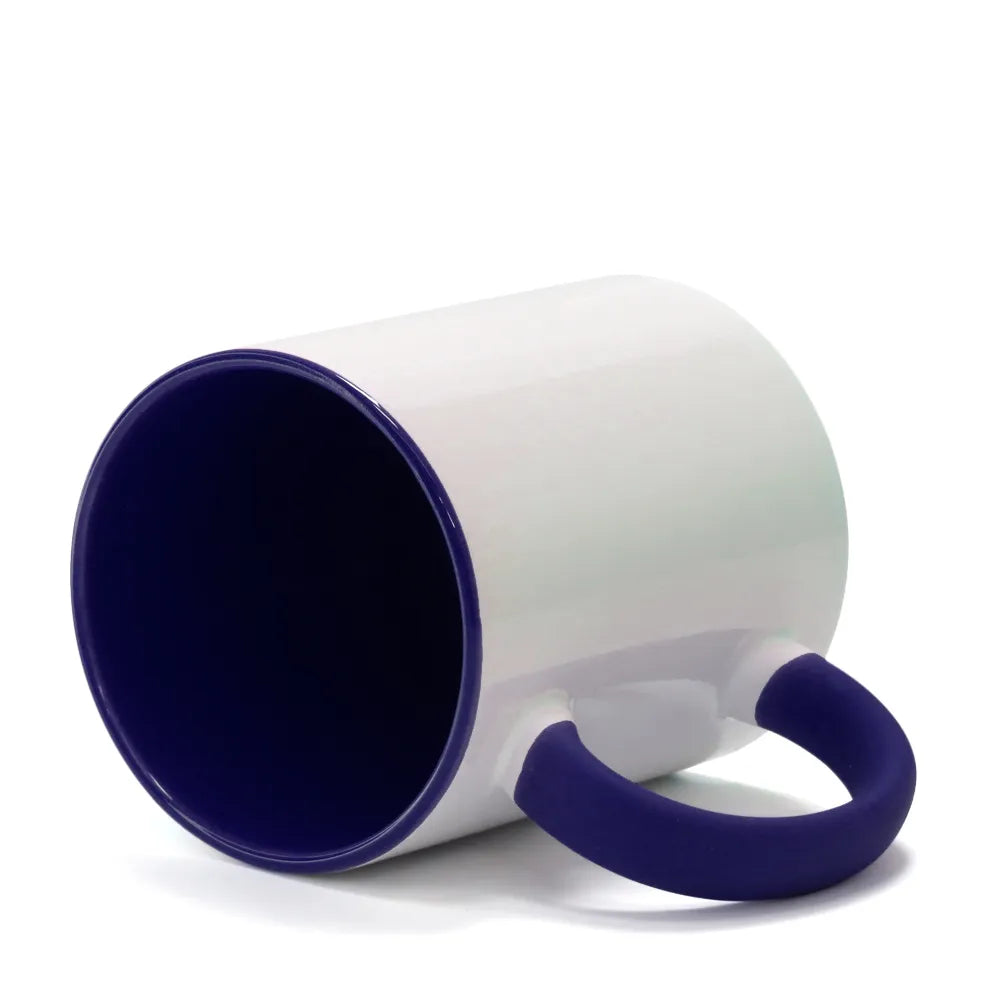 Caneca de Cerâmica 325ml Branca com Alça Soft e Interior Azul para Sublimação