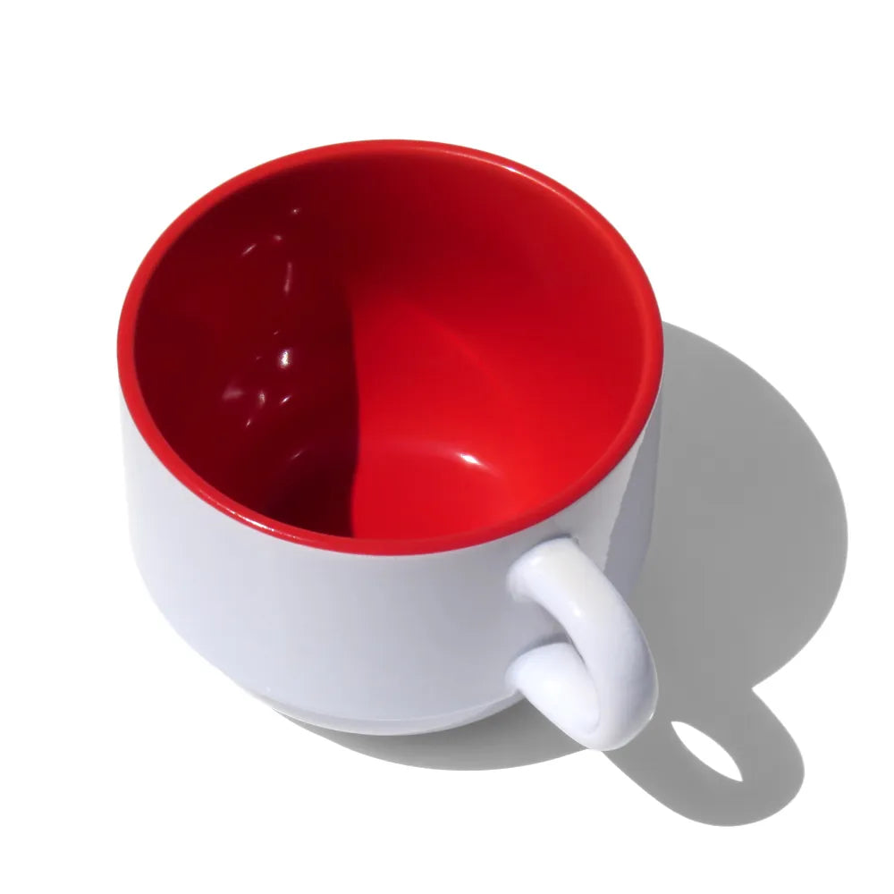 Xícara de Cerâmica 150ml Branca com Interior Vermelho para Sublimação
