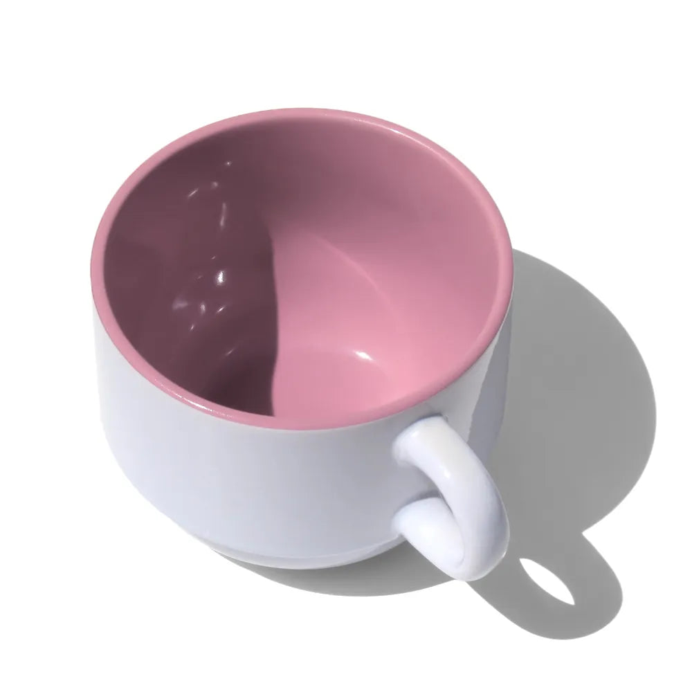 Xícara de Cerâmica 150ml Branca com Interior Rosa para Sublimação