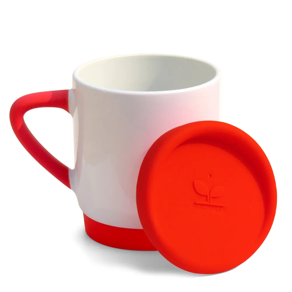 Red 400ml Ceramic Mug with Lid and Soft Handle for Sublimation