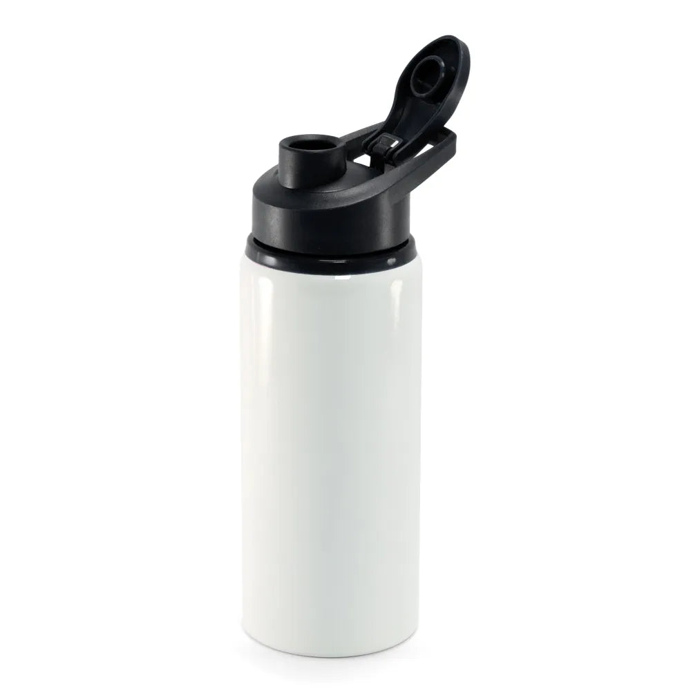 Garrafa de Alumínio 600ml Branca com Tampa de Pressão para Sublimação