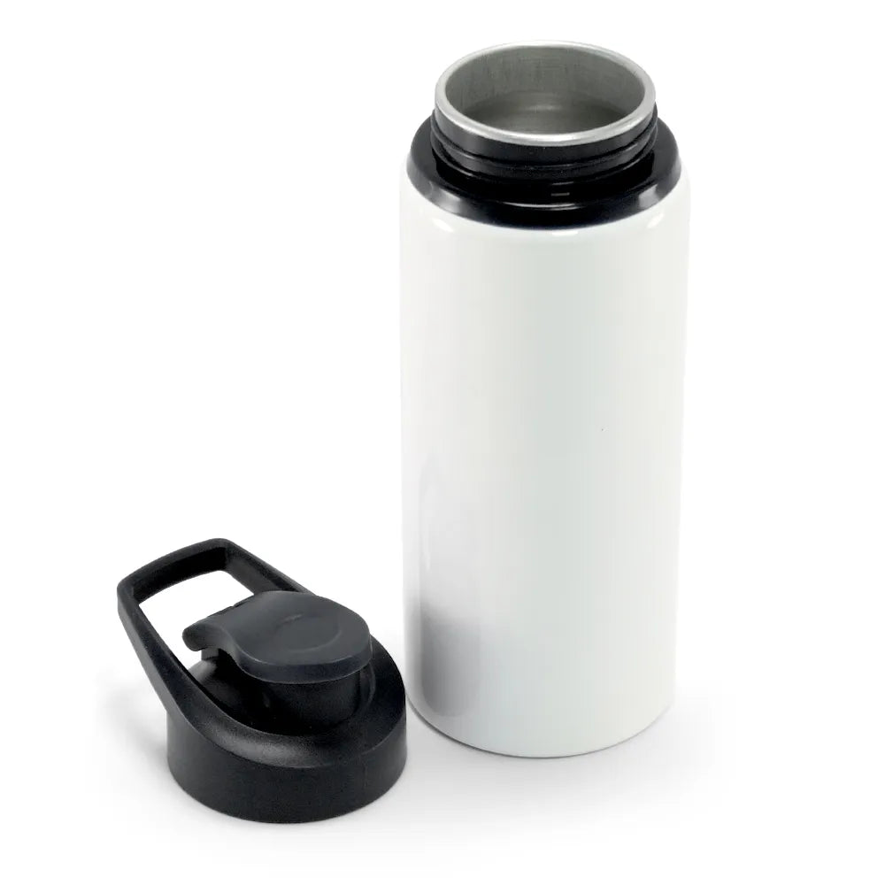 Garrafa de Alumínio 600ml Branca com Tampa de Pressão para Sublimação