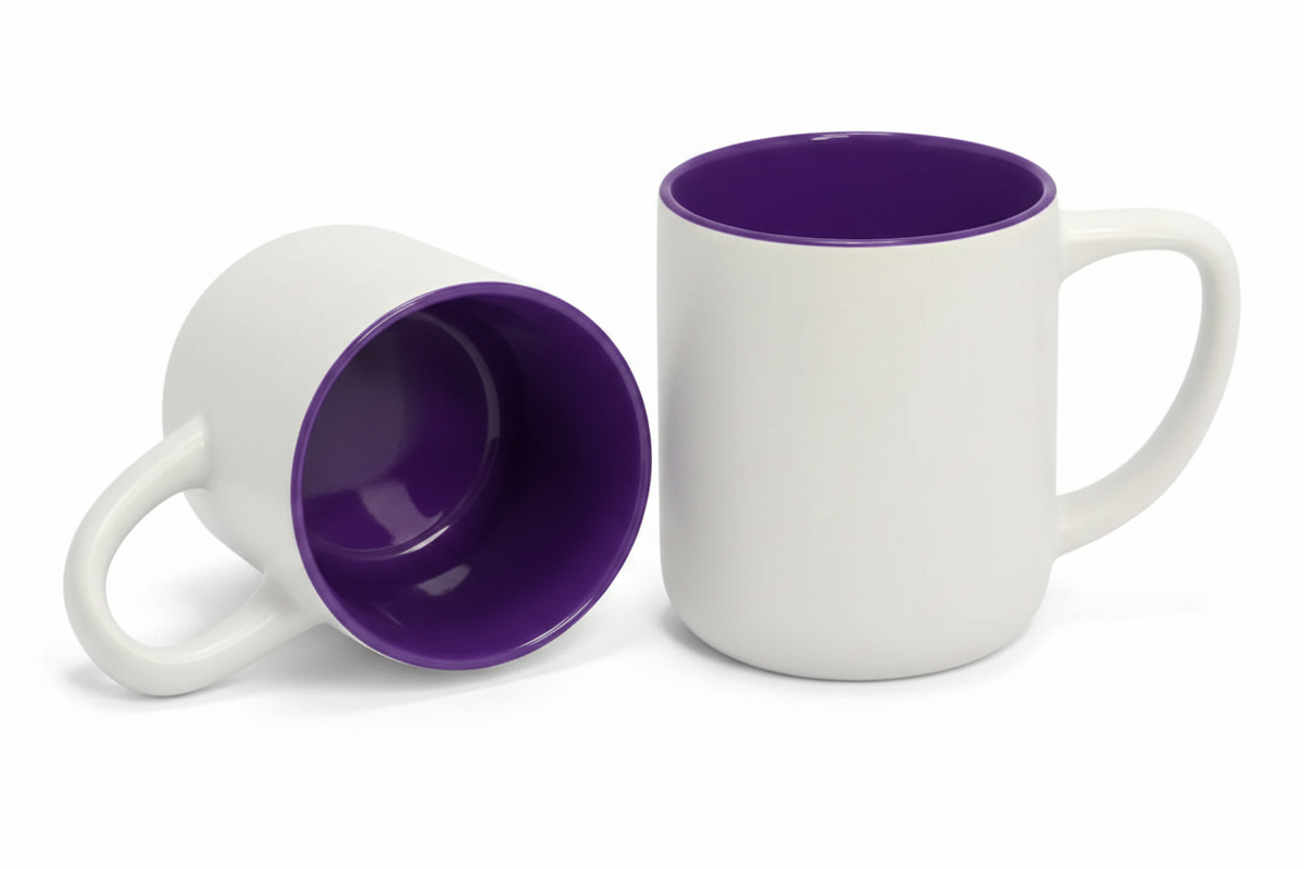 Caneca Cerâmica Matte 325ml com Interior Roxo para Personalização - LiVE