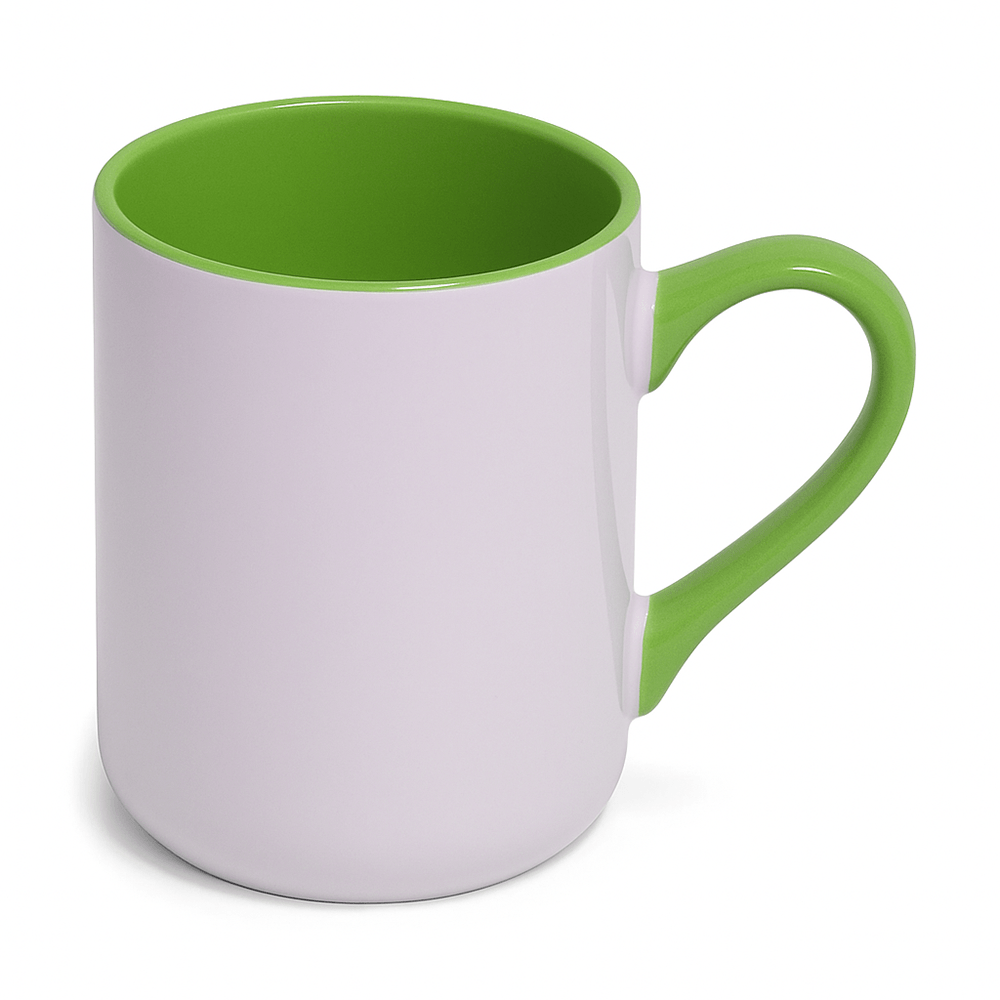 Caneca Imperial com Alça e Interior Verde para Personalização e Uso Diário