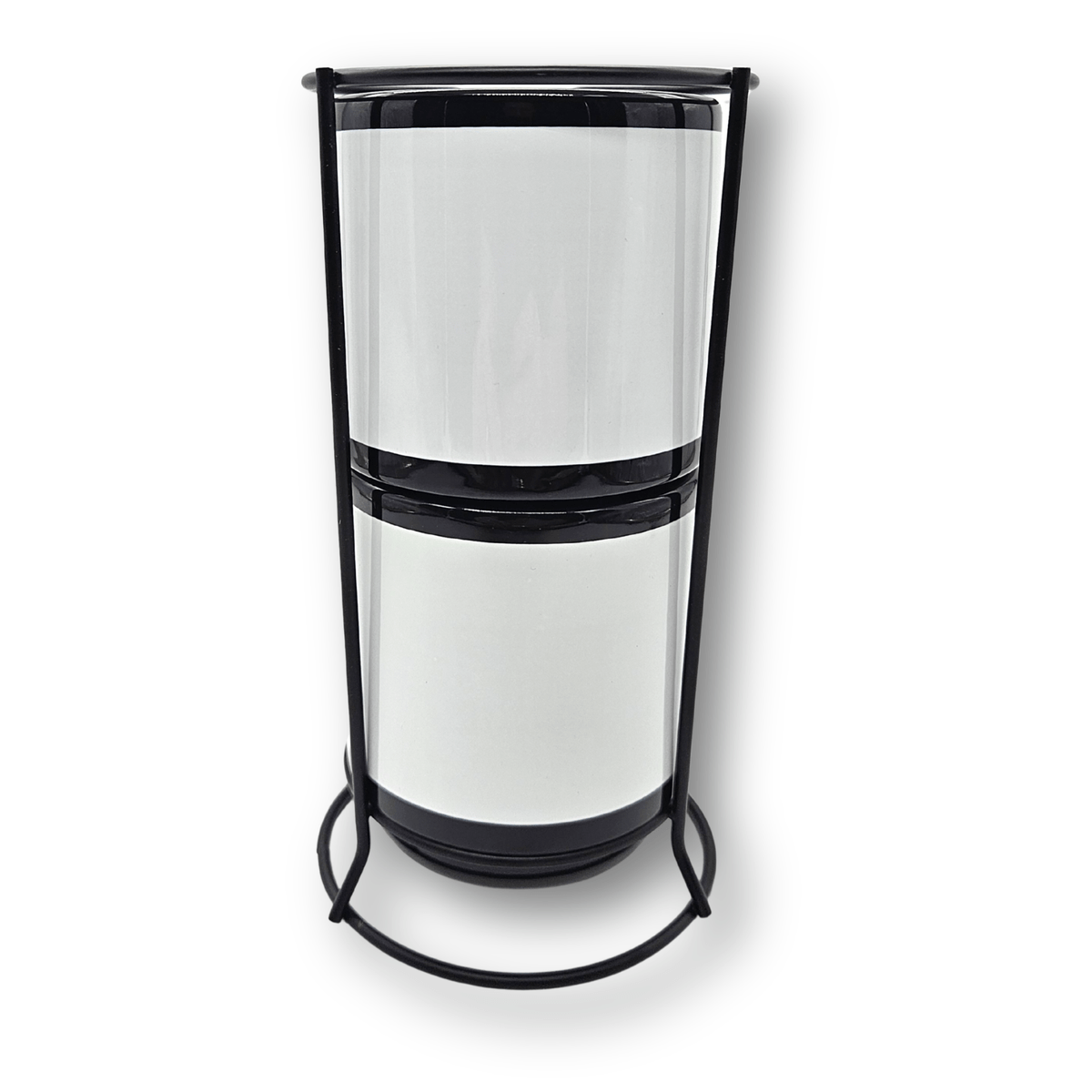 Conjunto Torre de Xícaras Majestic 2 Peças Cerâmica 325ml Preto com Suporte