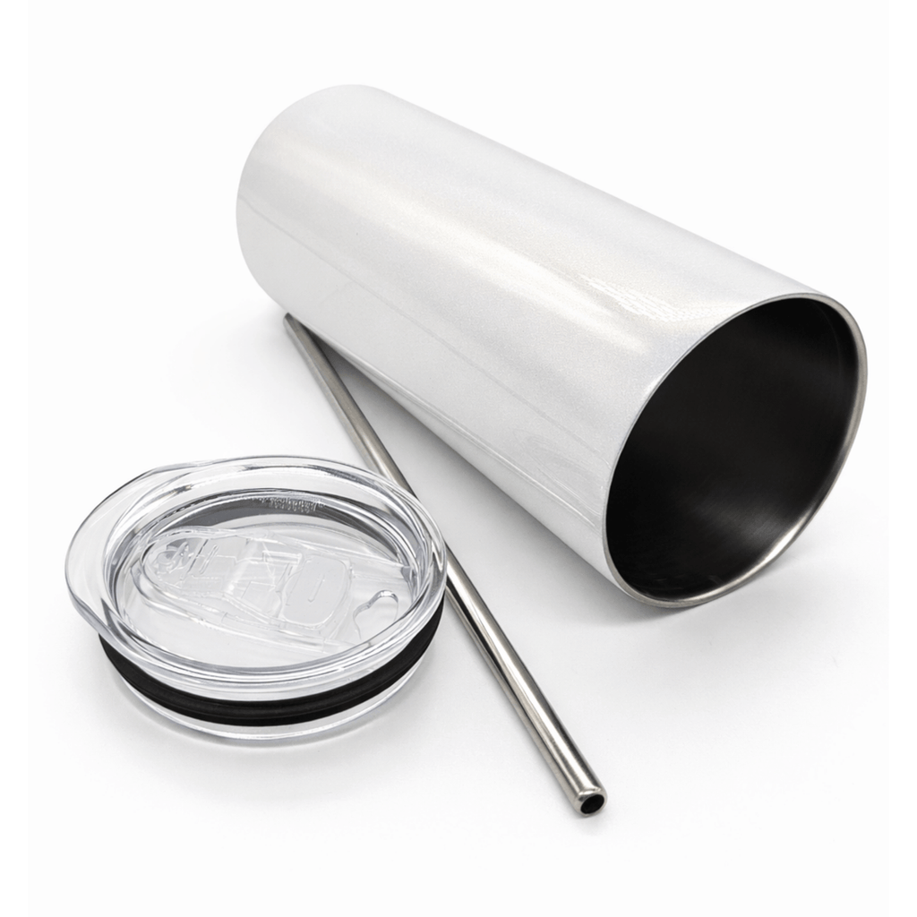 450ml Pearl White Stainless Steel Tumbler with Lid and Straw for Sublimation