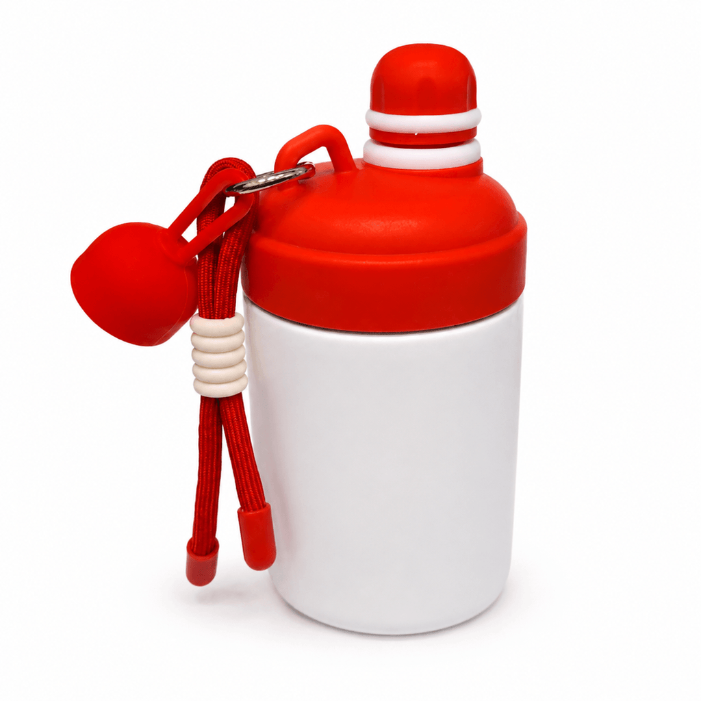 GARRAFA INOX TÉRMICO KAWAII BRANCO 500ML C/ TAMPA SILICONE VERMELHA