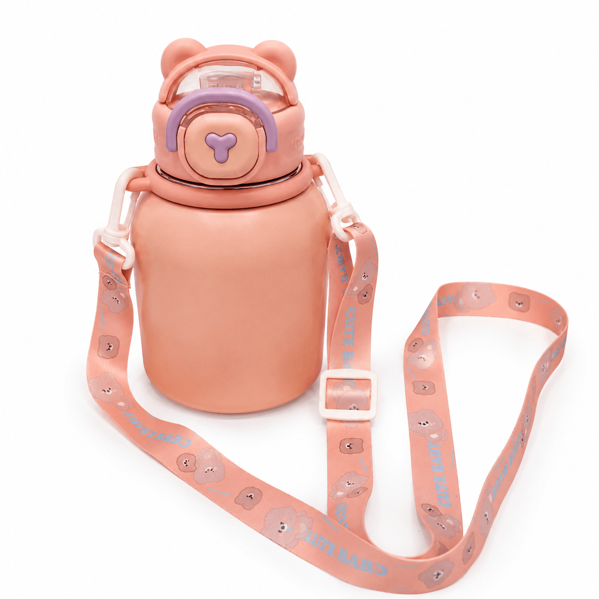 GARRAFA INOX TÉRMICO BABY BEAR 550ML MATTE ROSA CLARO